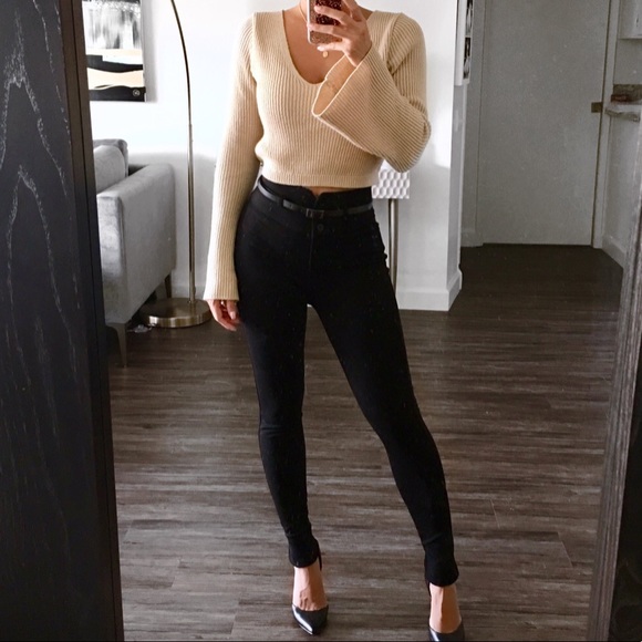 NINA HIGH RISE BLACK PANTS WITH BELT INCLUDED - Picture 1 of 8